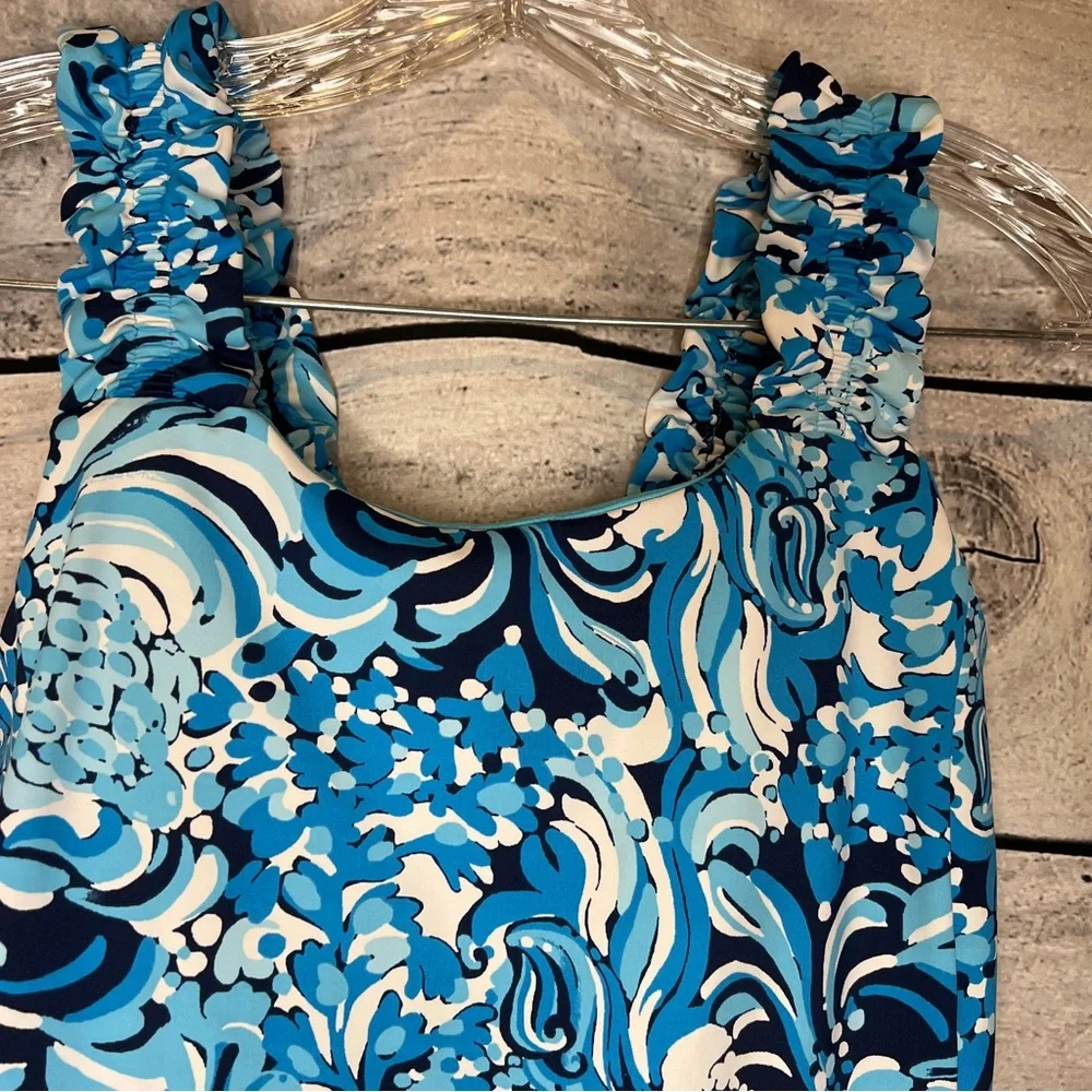 Lilly Pulitzer Luxletic Noelani Mermaizing White Blue UPF 50 Stretch Dress XS - Picture 3 of 8